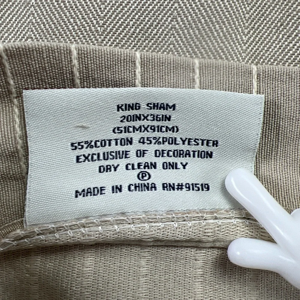 Set Of 2 Cremieux King Pillow Shams Beige White Striped Textured Bedding 20 X 36